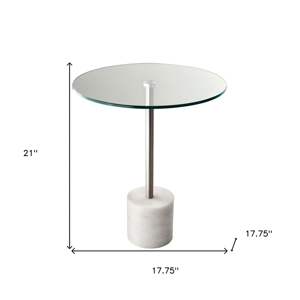 21" Silver And Clear Glass Round End Table - Homeroots