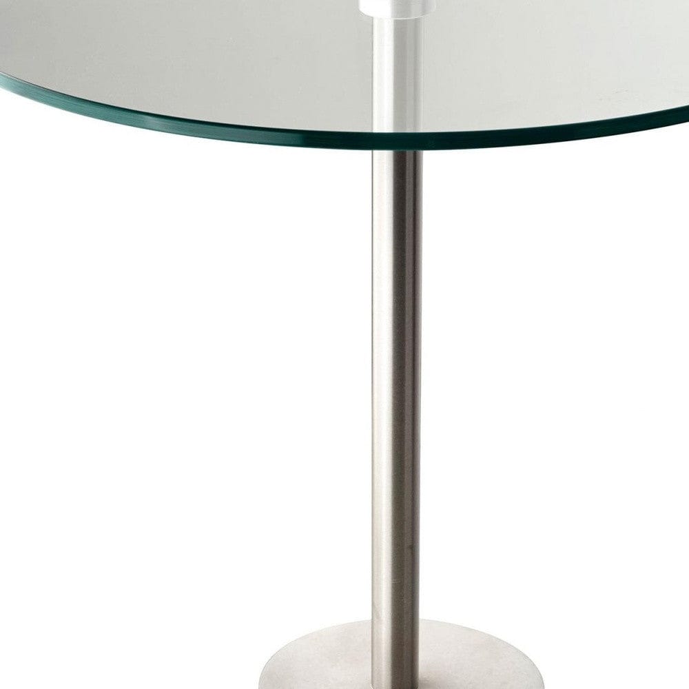 21" Silver And Clear Glass Round End Table - Homeroots