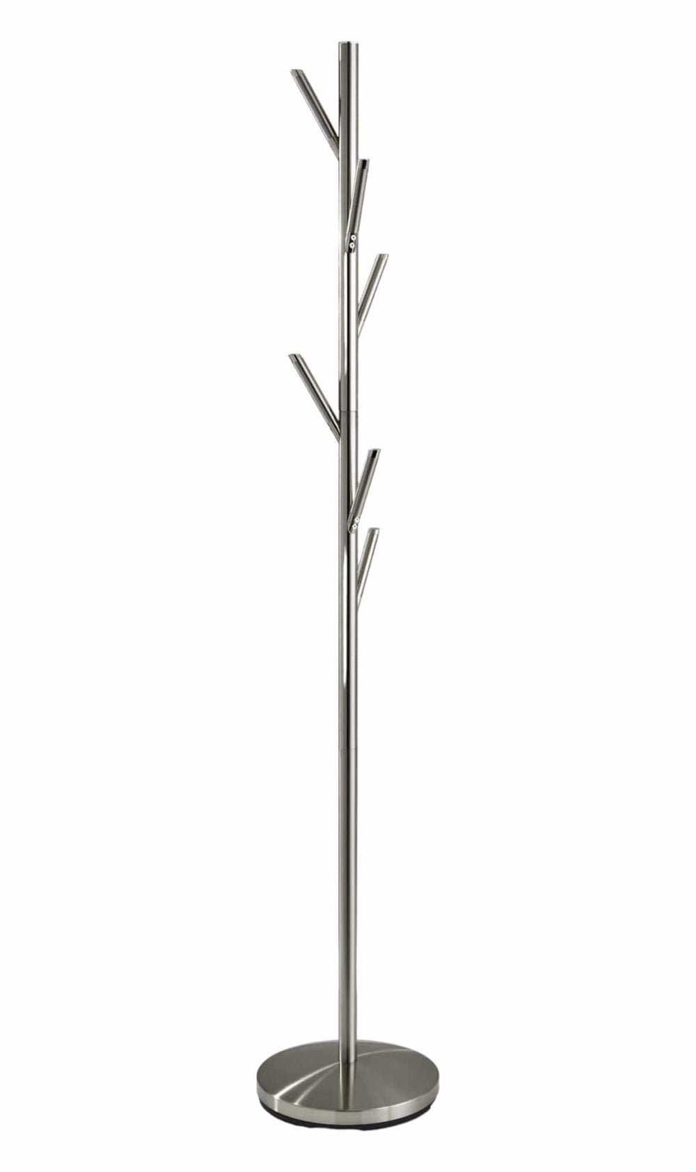 67" Brushed Steel Coat Tree Rack - Homeroots