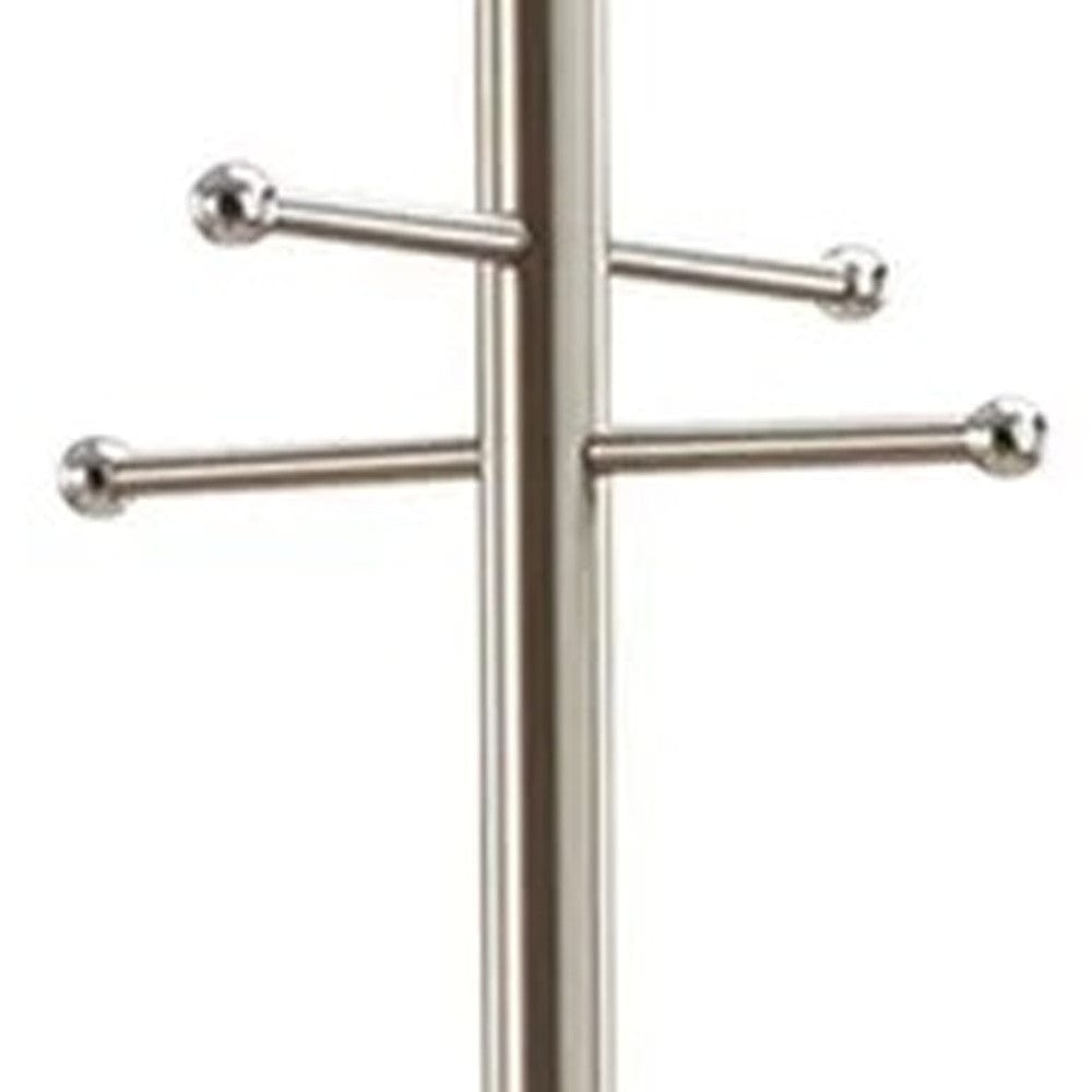 13" X 67" Brushed Steel Brushed Steel Coat Rack - Homeroots - Flyclothing LLC