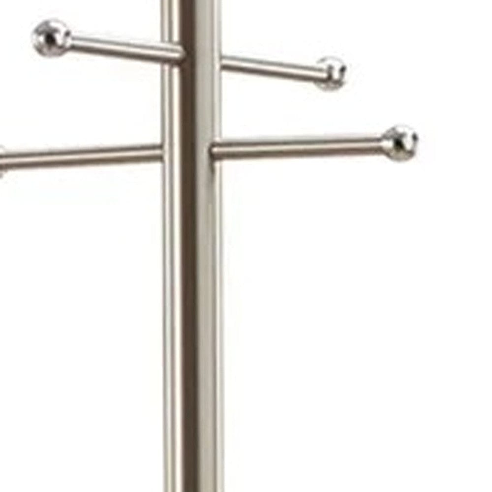 13" X 67" Brushed Steel Brushed Steel Coat Rack - Homeroots - Flyclothing LLC