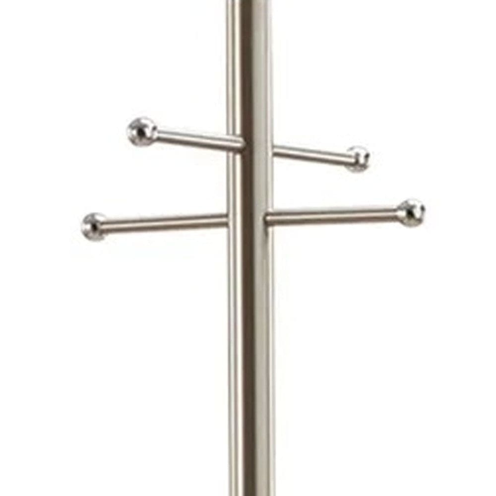13" X 67" Brushed Steel Brushed Steel Coat Rack - Homeroots - Flyclothing LLC