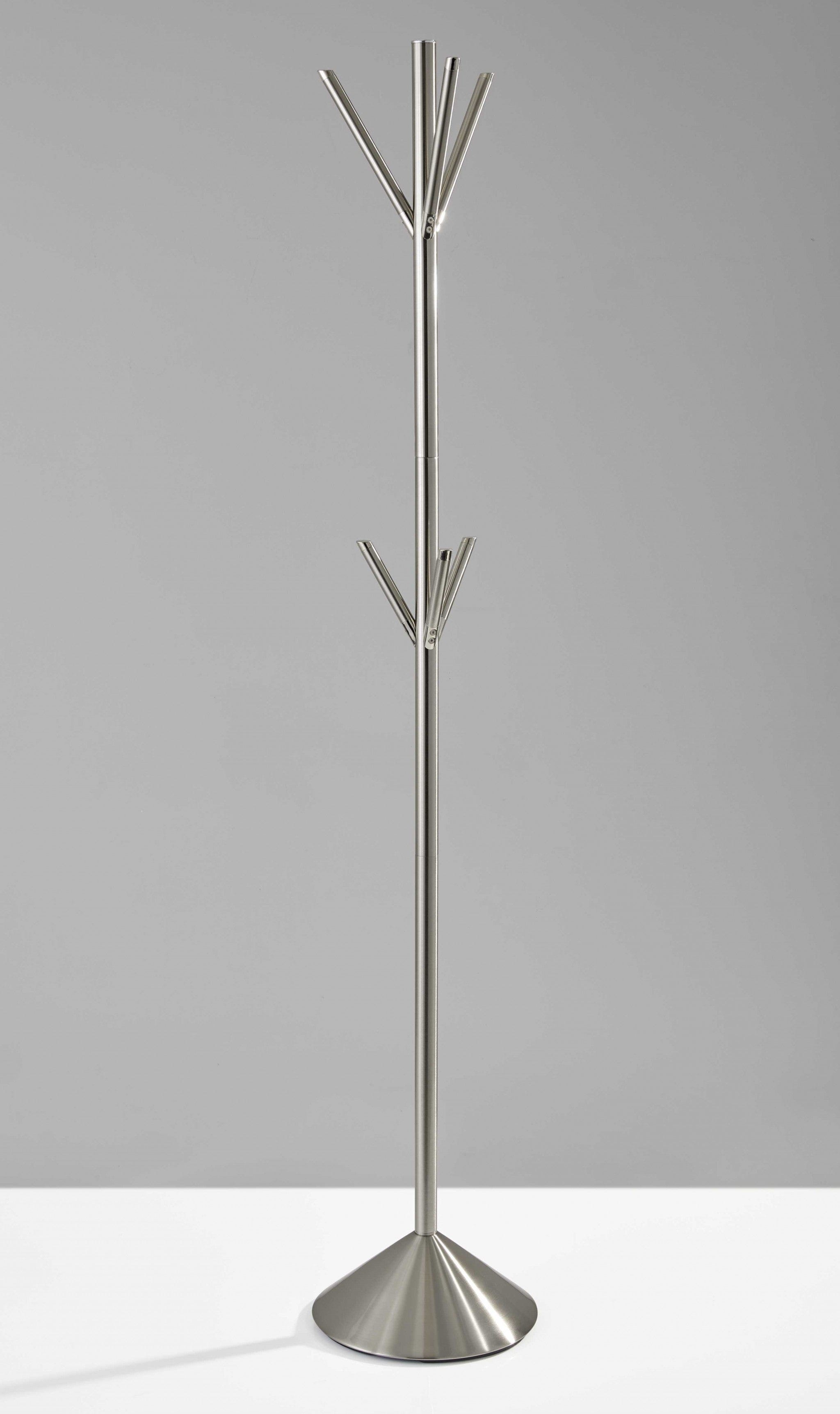 12" X 68" Brushed Steel Brushed Steel Pyramid Coat Rack - Homeroots - Flyclothing LLC