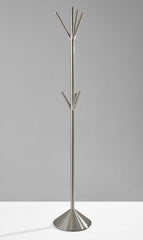 12" X 68" Brushed Steel Brushed Steel Pyramid Coat Rack