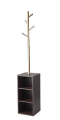 12" X 12" X 69" Walnut Walnut Storage Coat Rack