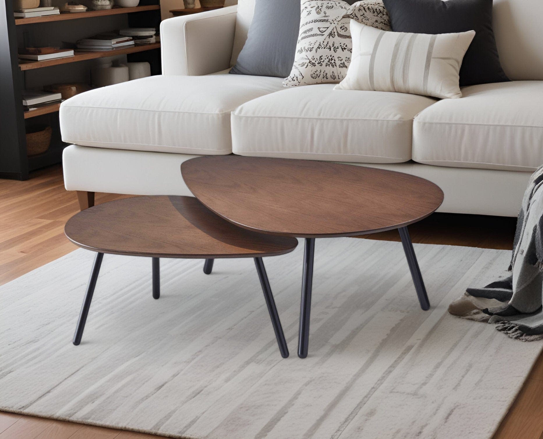 17" Black And Brown Solid Wood Round Nested Tables - Homeroots - Flyclothing LLC