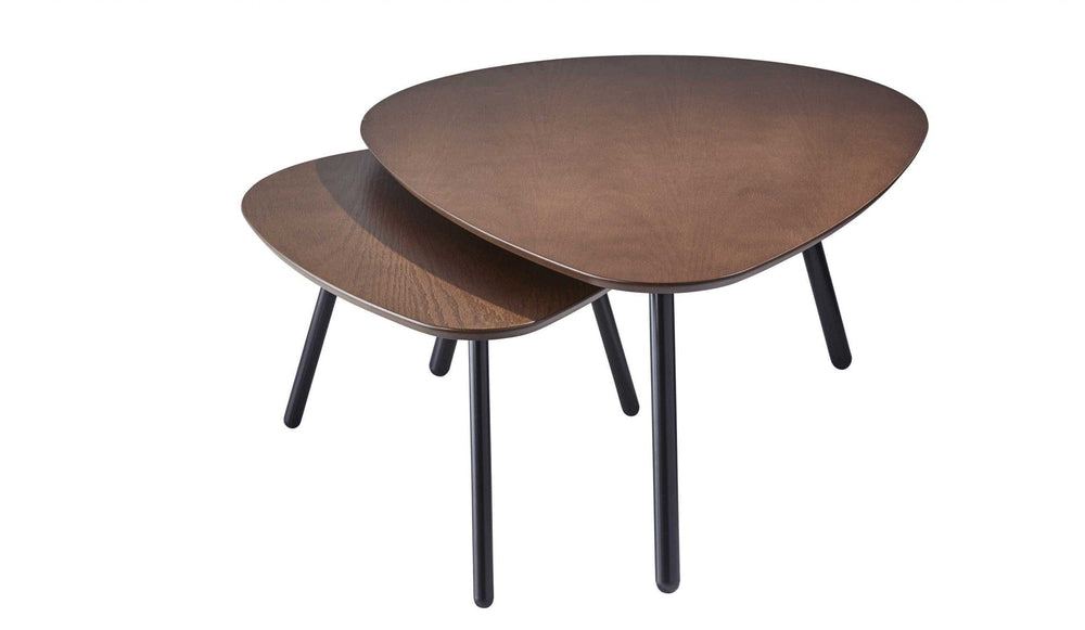 17" Black And Brown Solid Wood Round Nested Tables - Homeroots