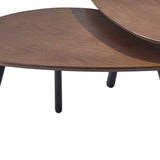 17" Black And Brown Solid Wood Round Nested Tables - Homeroots