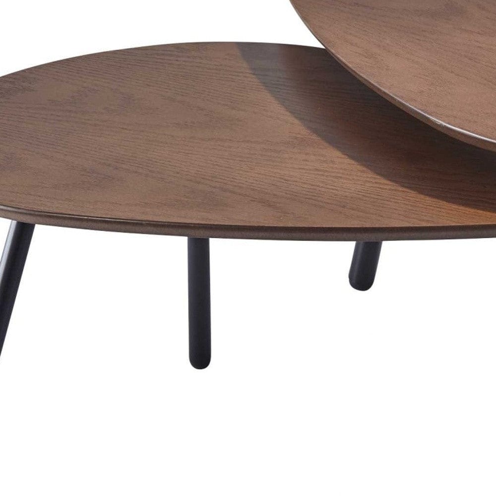 17" Black And Brown Solid Wood Round Nested Tables - Homeroots