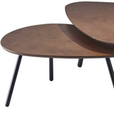 17" Black And Brown Solid Wood Round Nested Tables - Homeroots
