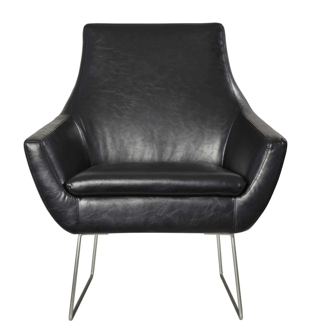 Distressed Black Faux Leather Armchair - Homeroots - Flyclothing LLC