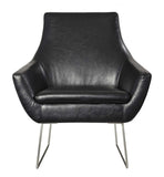 Distressed Black Faux Leather Armchair - Homeroots - Flyclothing LLC