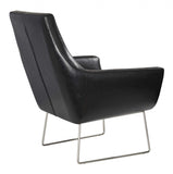 Distressed Black Faux Leather Armchair - Homeroots - Flyclothing LLC