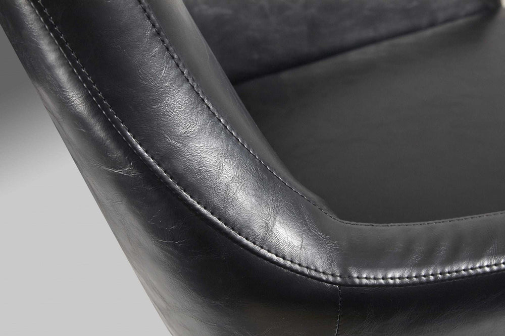 Distressed Black Faux Leather Armchair - Homeroots - Flyclothing LLC