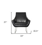 Distressed Black Faux Leather Armchair - Homeroots - Flyclothing LLC