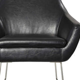 Distressed Black Faux Leather Armchair - Homeroots - Flyclothing LLC