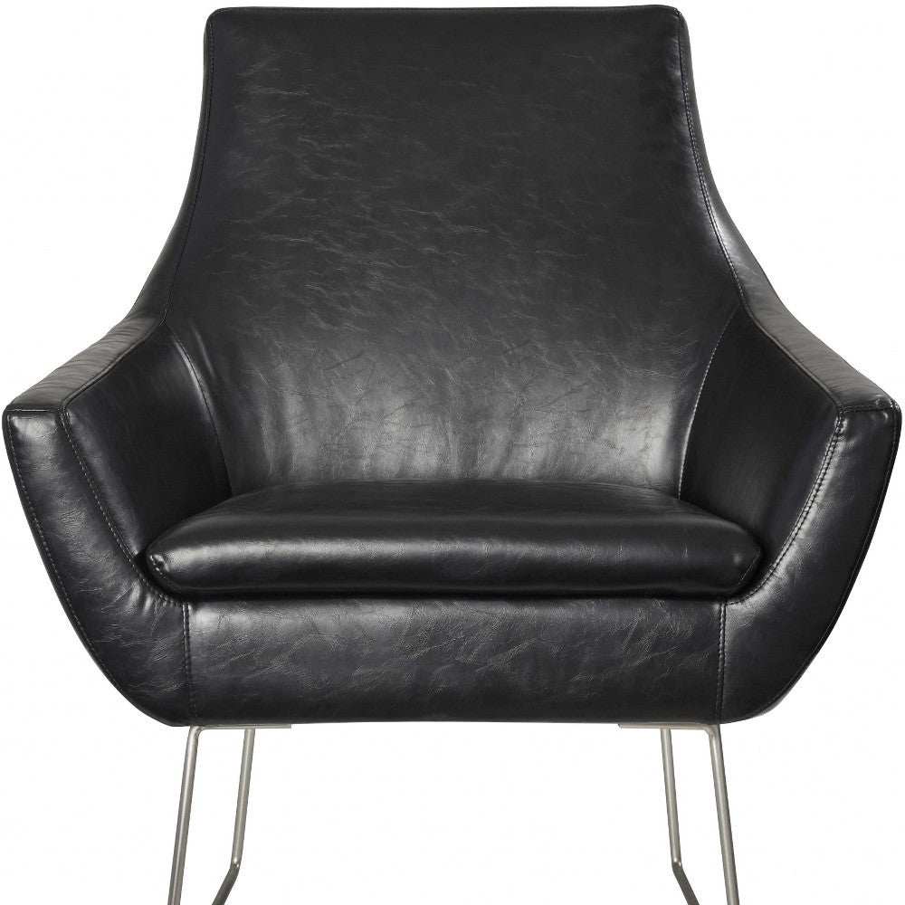 Distressed Black Faux Leather Armchair - Homeroots - Flyclothing LLC