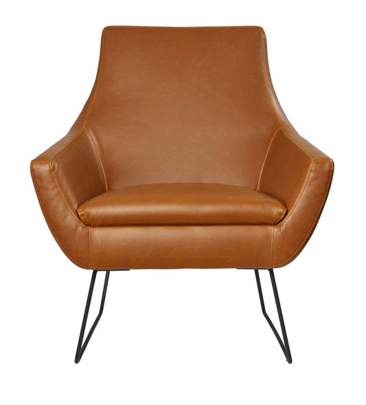 Retro Mod Distressed Camel Faux Leather Arm Chair - Homeroots
