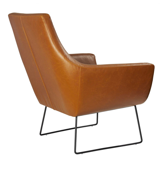 Retro Mod Distressed Camel Faux Leather Arm Chair - Homeroots