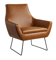 Retro Mod Distressed Camel Faux Leather Arm Chair - Homeroots