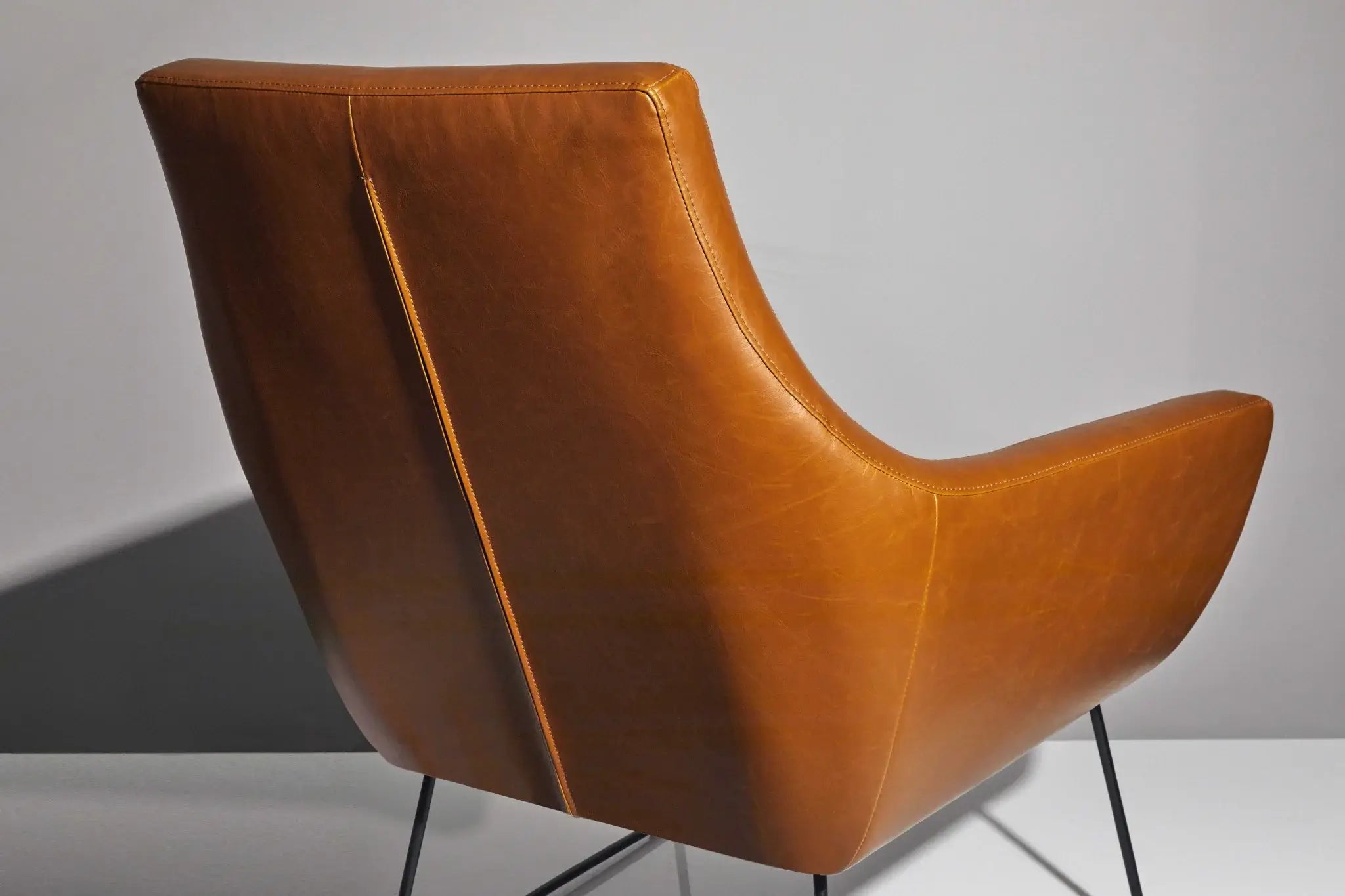 Retro Mod Distressed Camel Faux Leather Arm Chair - Homeroots - Flyclothing LLC