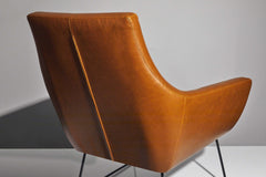 Retro Mod Distressed Camel Faux Leather Arm Chair - Homeroots