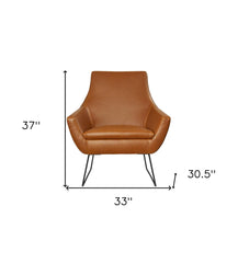 Retro Mod Distressed Camel Faux Leather Arm Chair - Homeroots