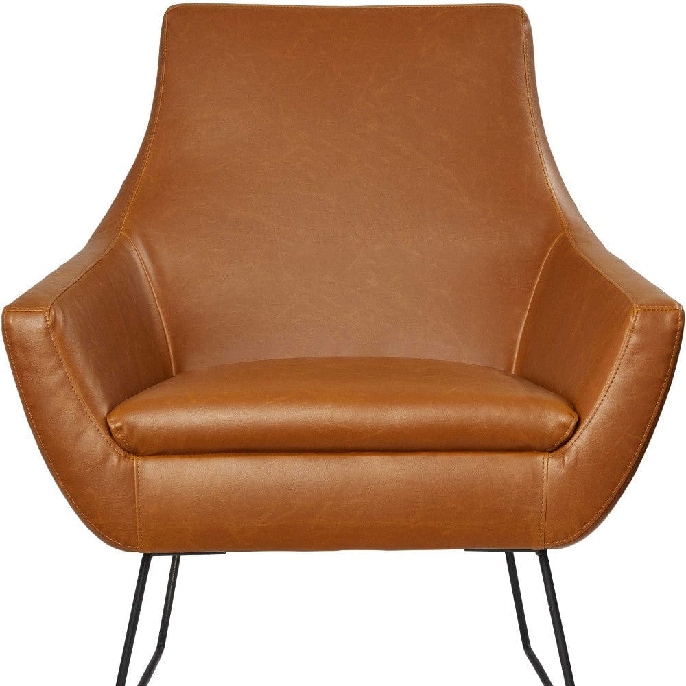 Retro Mod Distressed Camel Faux Leather Arm Chair - Homeroots