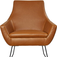 Retro Mod Distressed Camel Faux Leather Arm Chair - Homeroots