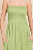 Culture Code Full Size Smocked Cami Maxi Dress with Pockets - Trendsi