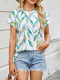 Printed Round Neck Short Sleeve Top - Trendsi