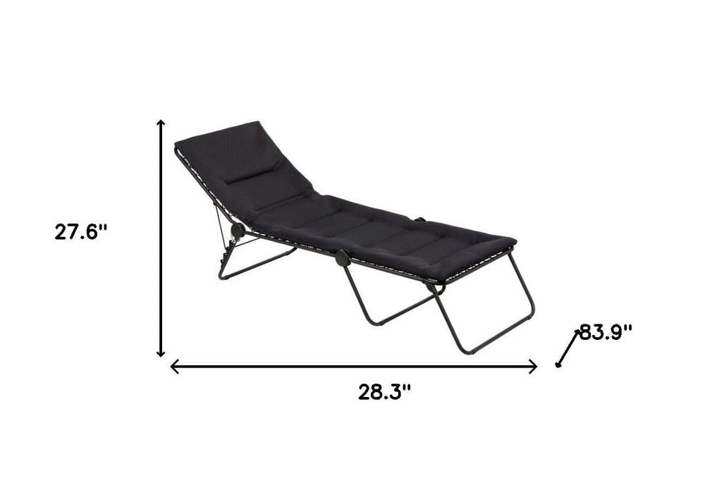 28" Black and Steel Outdoor Chaise Lounge with Black Cushion - Homeroots