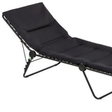 28" Black and Steel Outdoor Chaise Lounge with Black Cushion - Homeroots