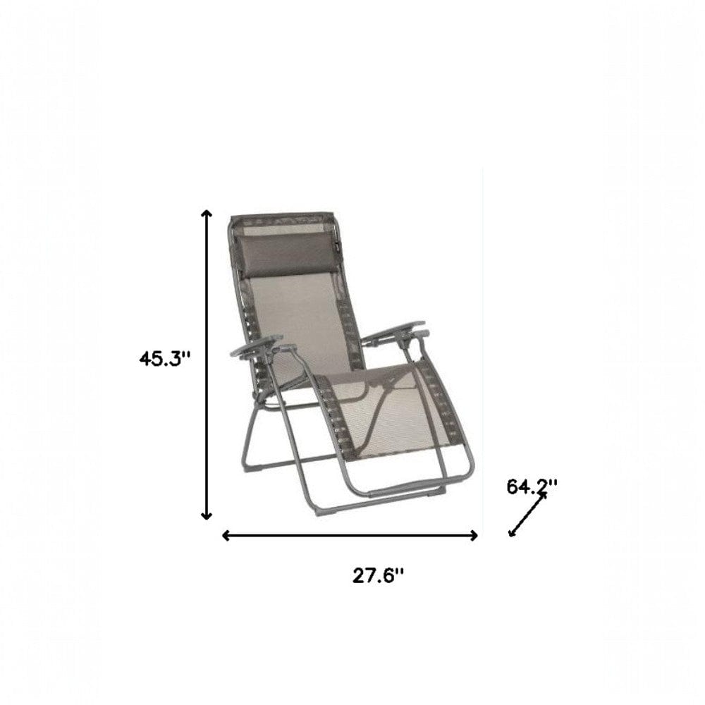 28" Graphite Metal Outdoor Zero Gravity Chair with Graphite Cushion - Homeroots - Flyclothing LLC