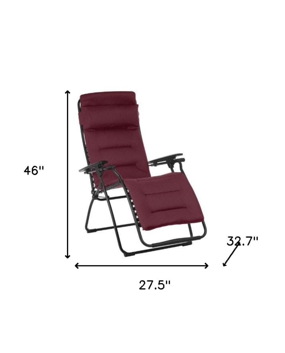 28" Red Steel Outdoor Zero Gravity Chair with Red Cushion - Homeroots - Flyclothing LLC