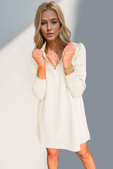 Double Take Textured Quarter Zip Long Sleeve Dress - Trendsi - Flyclothing LLC