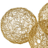 Set of Three Gold Wire 3" Decorative Orbs - Homeroots