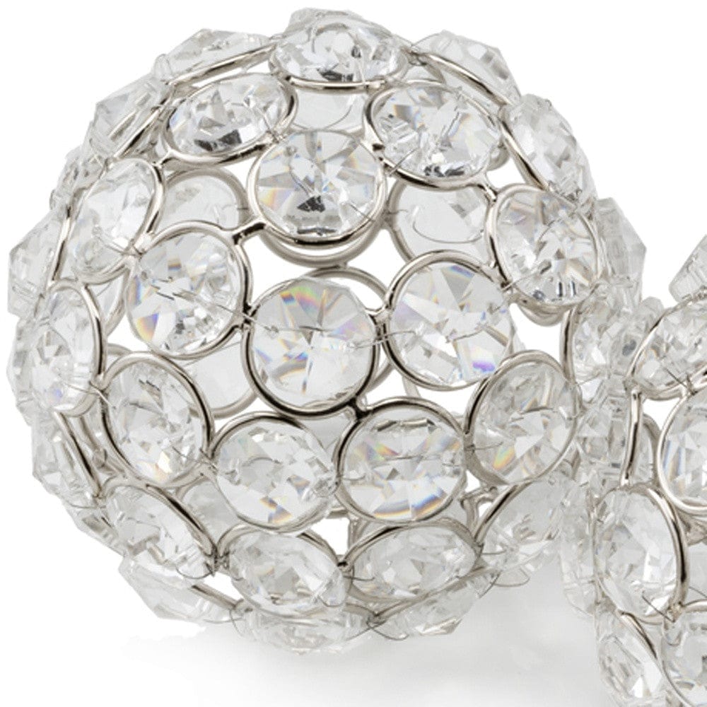 6" Silver Faux Crystal and Silver Decorative Orb Tabletop Sculpture - Homeroots