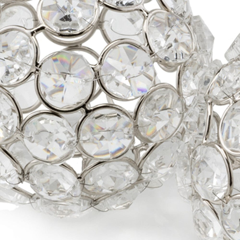 6" Silver Faux Crystal and Silver Decorative Orb Tabletop Sculpture - Homeroots