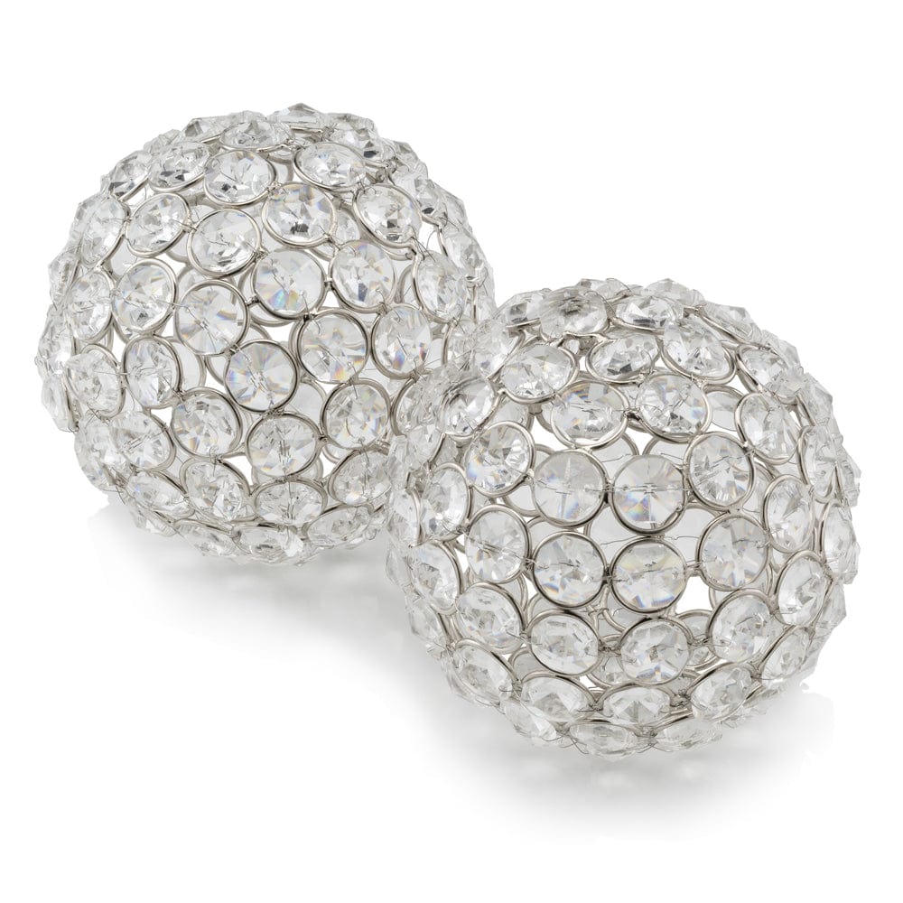 4" Silver Faux Crystal and Silver Decorative Orb Tabletop Sculpture - Homeroots