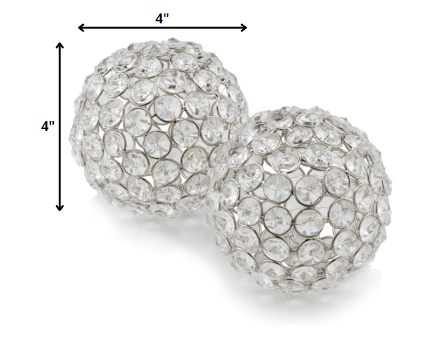 4" Silver Faux Crystal and Silver Decorative Orb Tabletop Sculpture - Homeroots - Flyclothing LLC