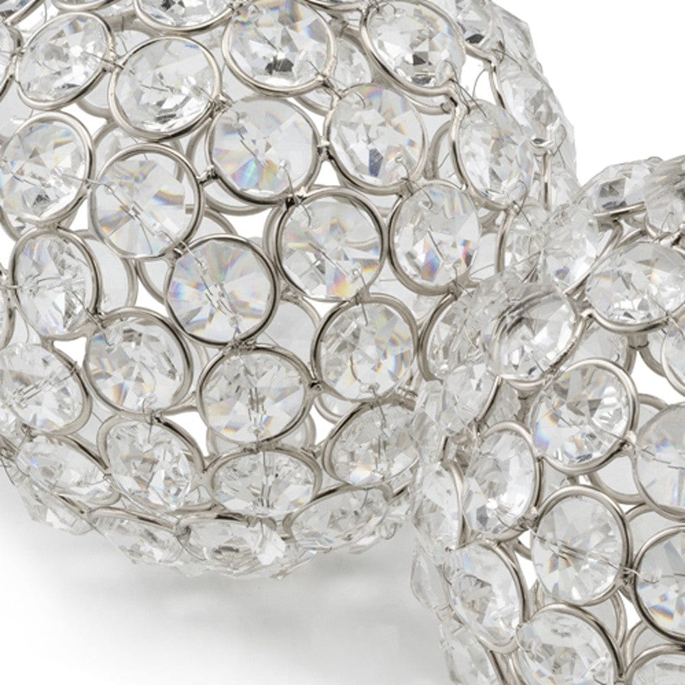 4" Silver Faux Crystal and Silver Decorative Orb Tabletop Sculpture - Homeroots