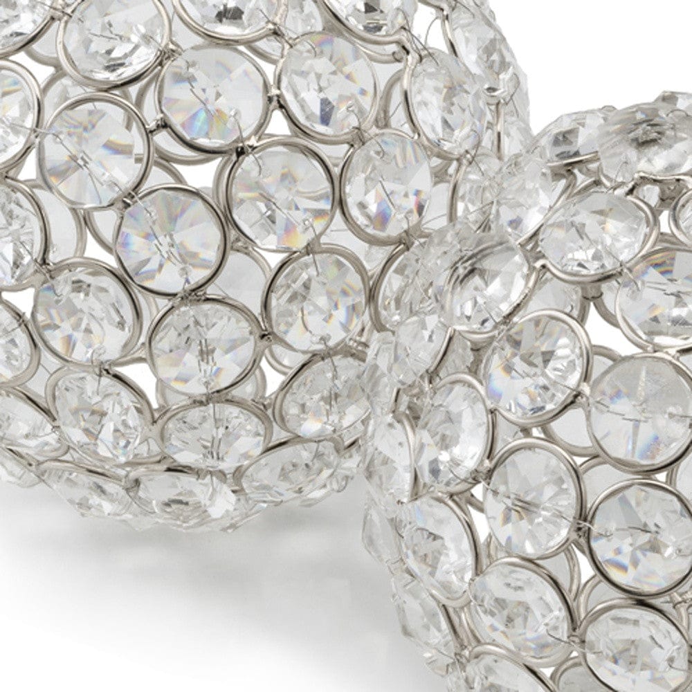 4" Silver Faux Crystal and Silver Decorative Orb Tabletop Sculpture - Homeroots