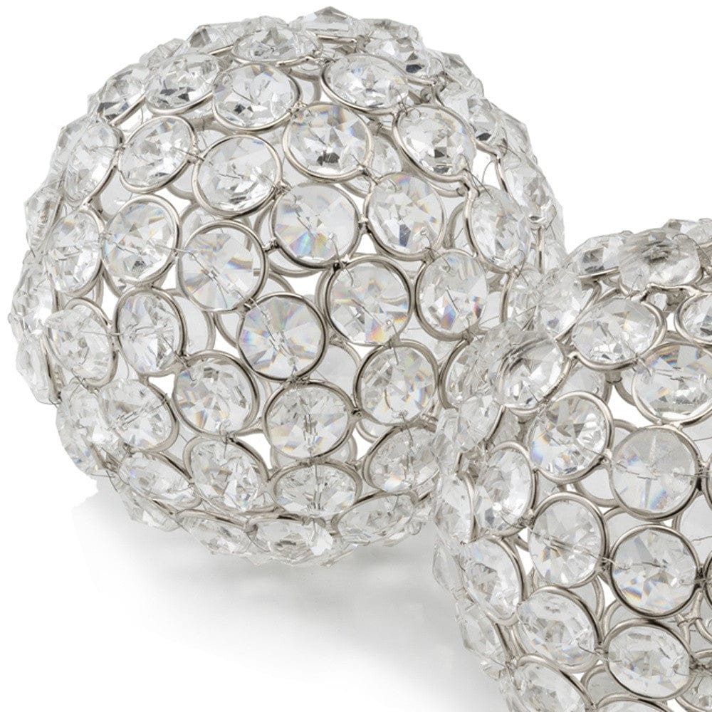 4" Silver Faux Crystal and Silver Decorative Orb Tabletop Sculpture - Homeroots