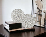 4" Silver Faux Crystal and Silver Decorative Orb Tabletop Sculpture - Homeroots - Flyclothing LLC