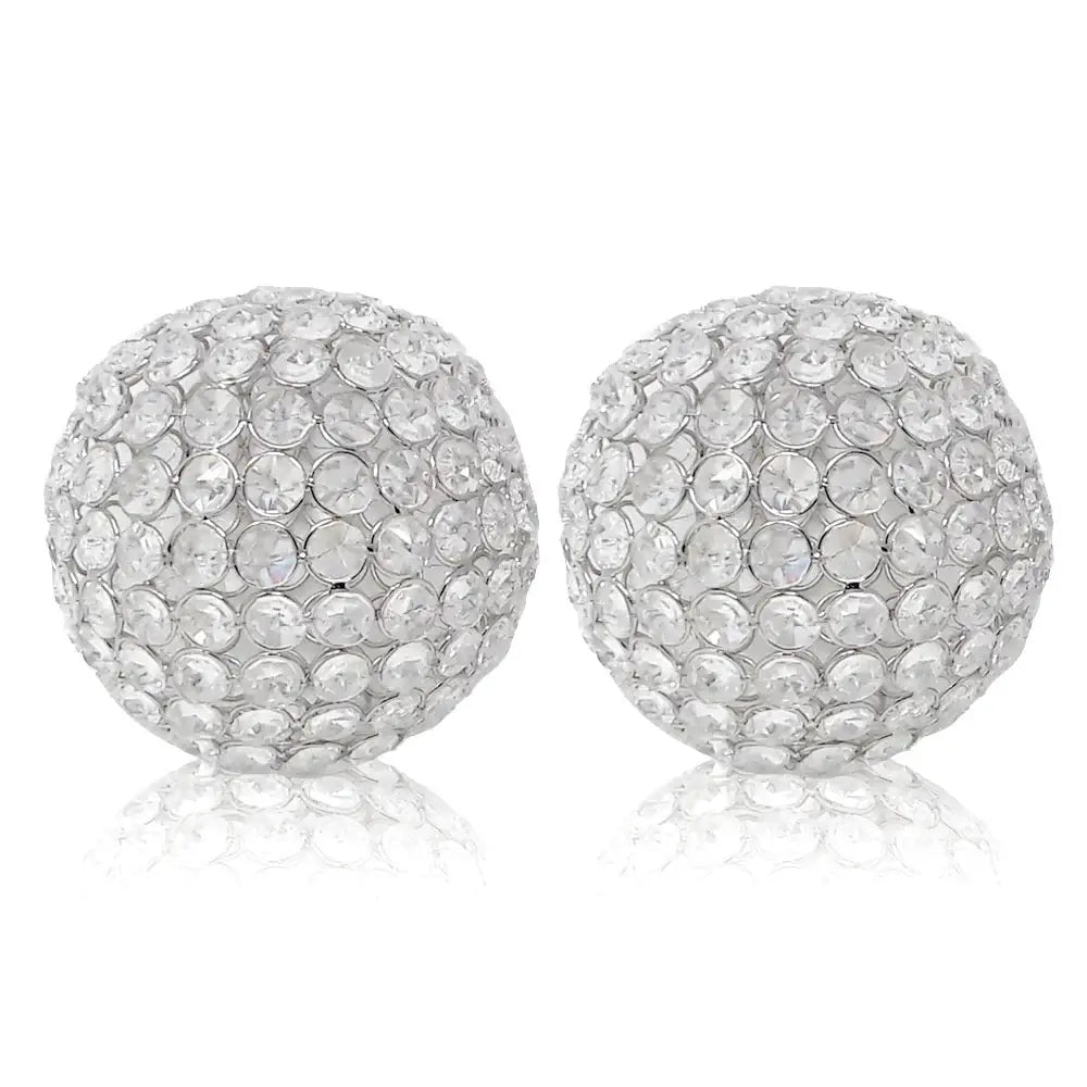 Set of Two Clear Faux Crystal and Silver Decorative Orb Tabletop Sculptures - Homeroots - Flyclothing LLC