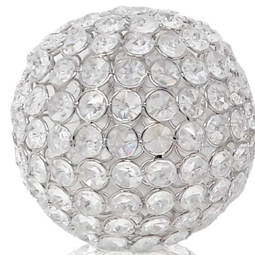 Set of Two Clear Faux Crystal and Silver Decorative Orb Tabletop Sculptures - Homeroots - Flyclothing LLC
