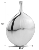 16" Silver Aluminum Tulip Table Vase - Homeroots