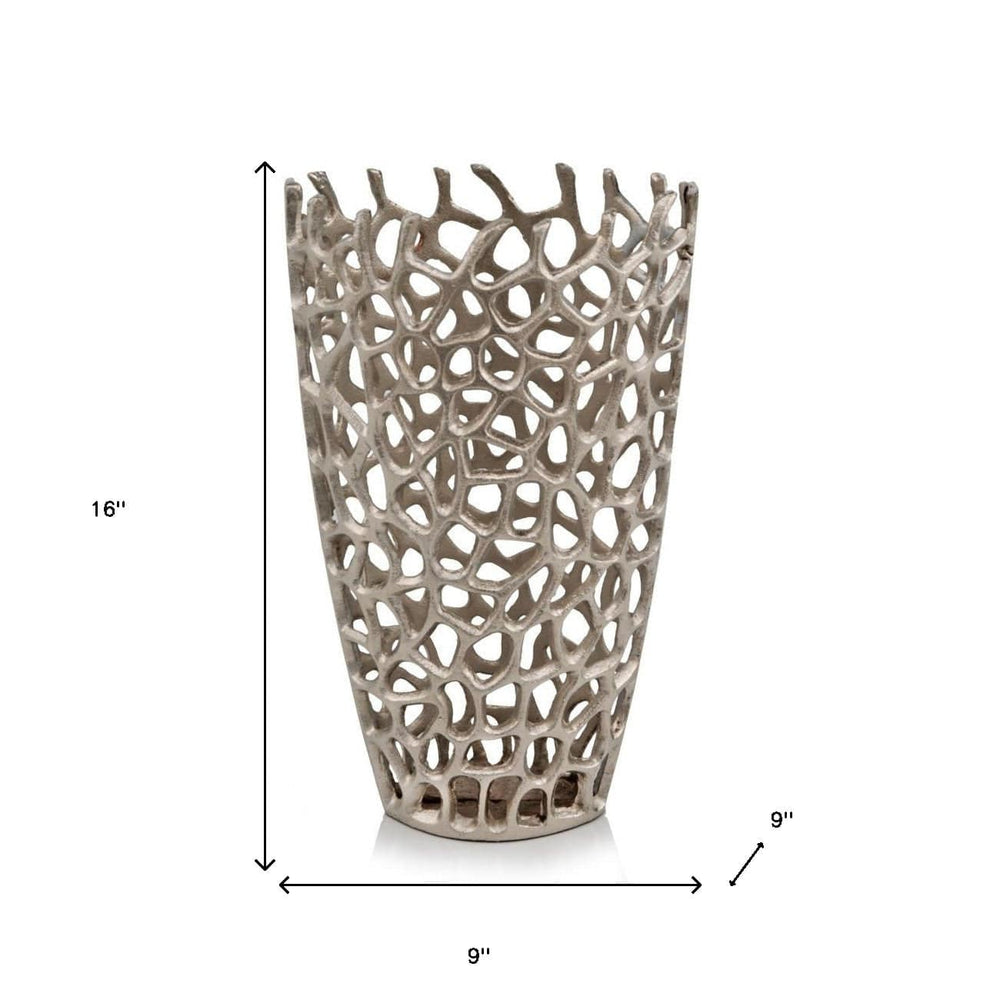 16" Silver Aluminum Twigs Novelty Table Vase - Homeroots