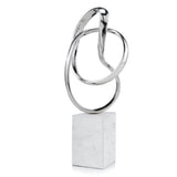 18" Silver and White Marble and Aluminum Sculpture - Homeroots - Flyclothing LLC